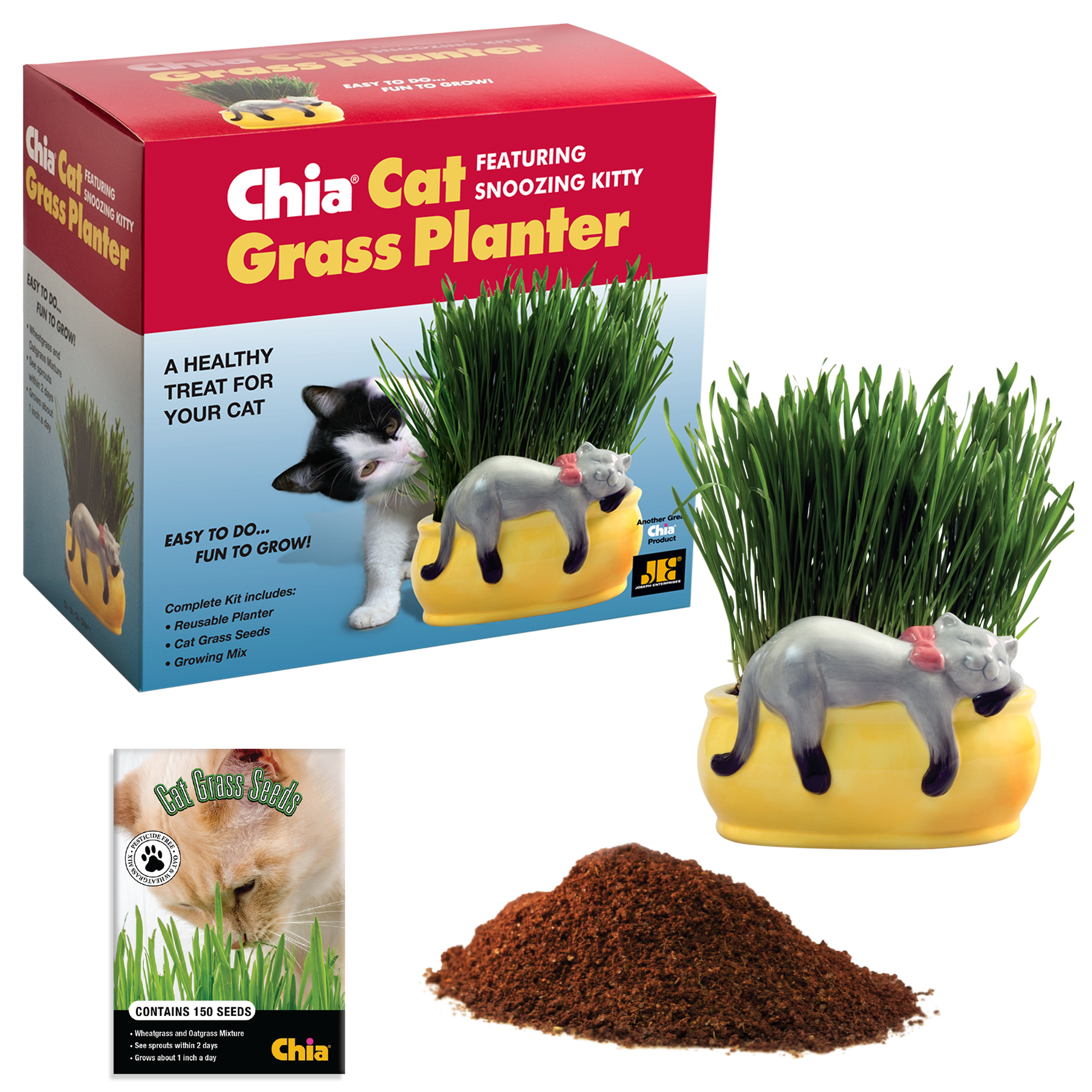 Snoozing Kitty Chia Cat Grass Planter - Image 3